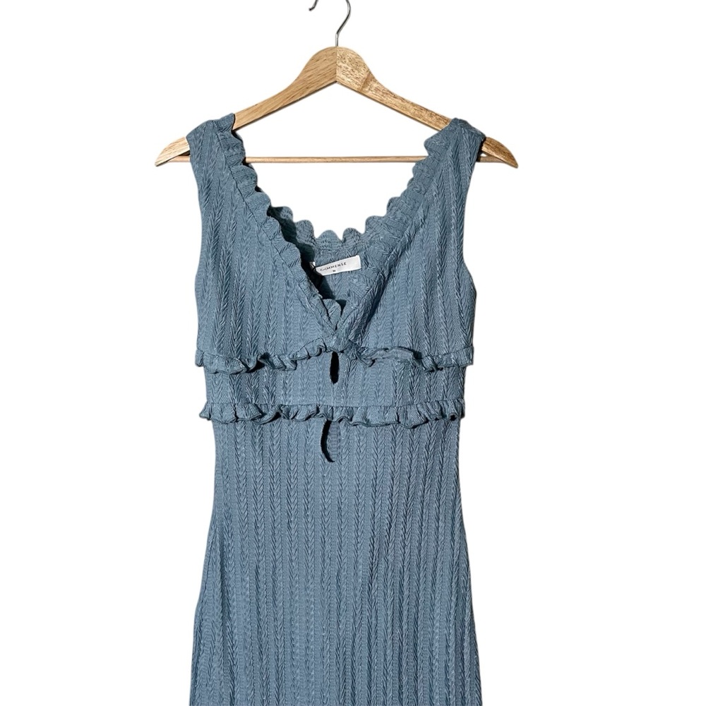 Commense Blue Textured Bodycon Stretch Maxi Dress - Picture 2 of 6